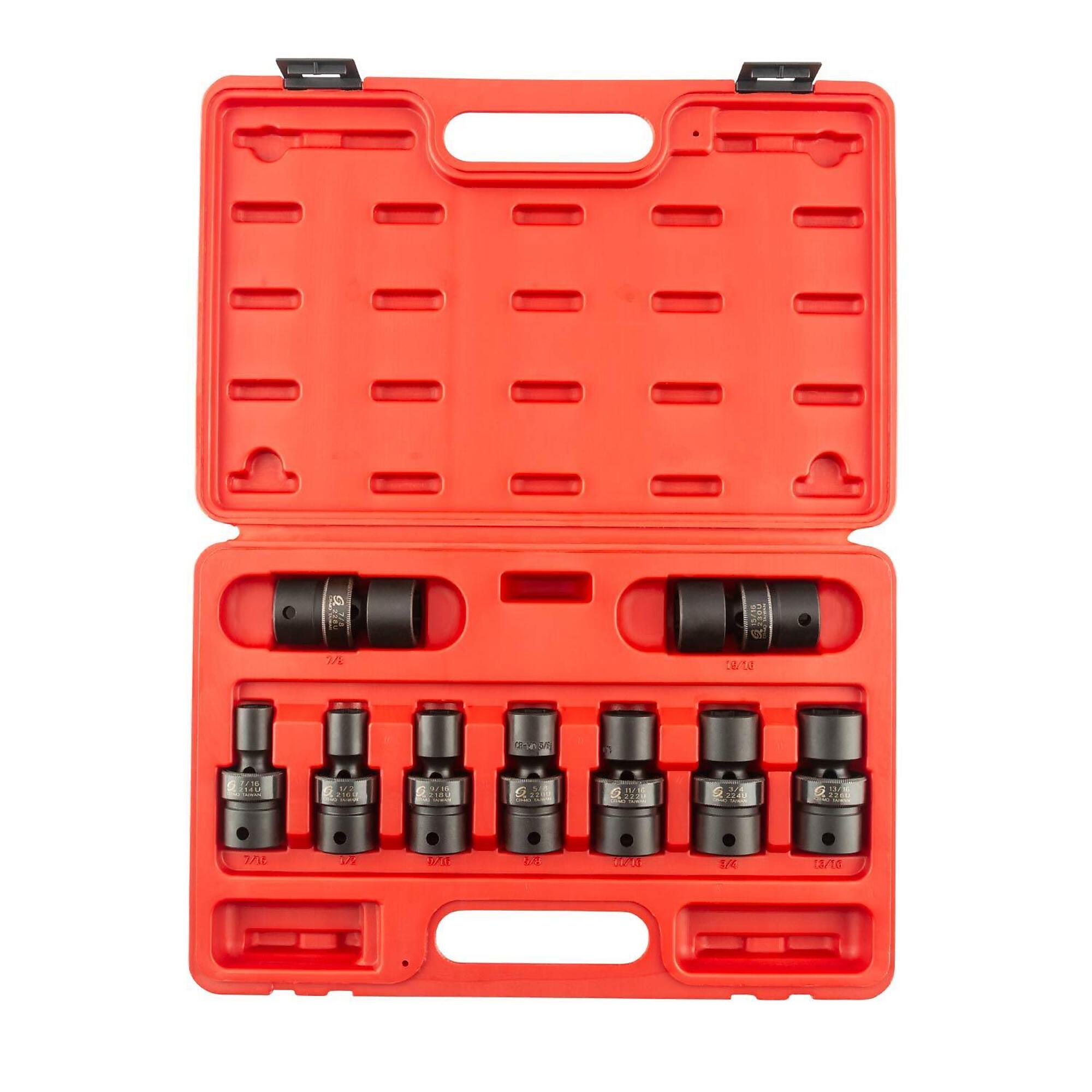 Sunex Tools Universal Impact Socket Set — 1/2in. Drive, SAE, 6-Point, 9 Pcs, Model# 2657